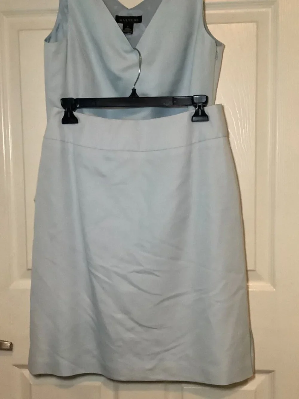 Harold's light blue two-piece skirt set